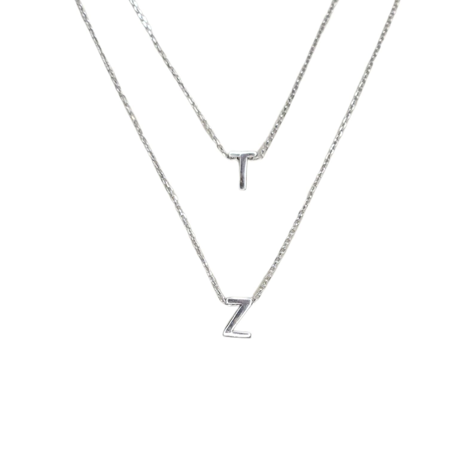 T - Z Harfi Parlak Gümüş Kadın Gümüş Kolye