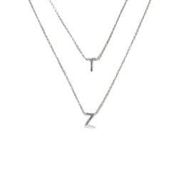T - Z Harfi Parlak Gümüş Kadın Gümüş Kolye