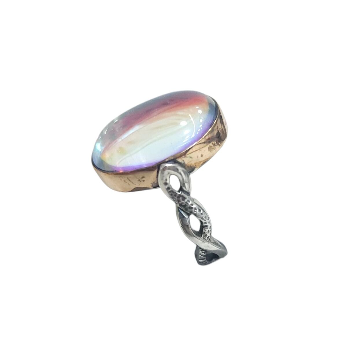 Mistik Topaz Doğal Taş Gümüş Yüzük- 15 no