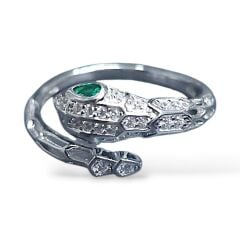 Taşlı Yılan form Ayarlanabilir Gümüş Yüzük