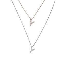 Y Harfi Taşlı Kadın Gümüş Kolye