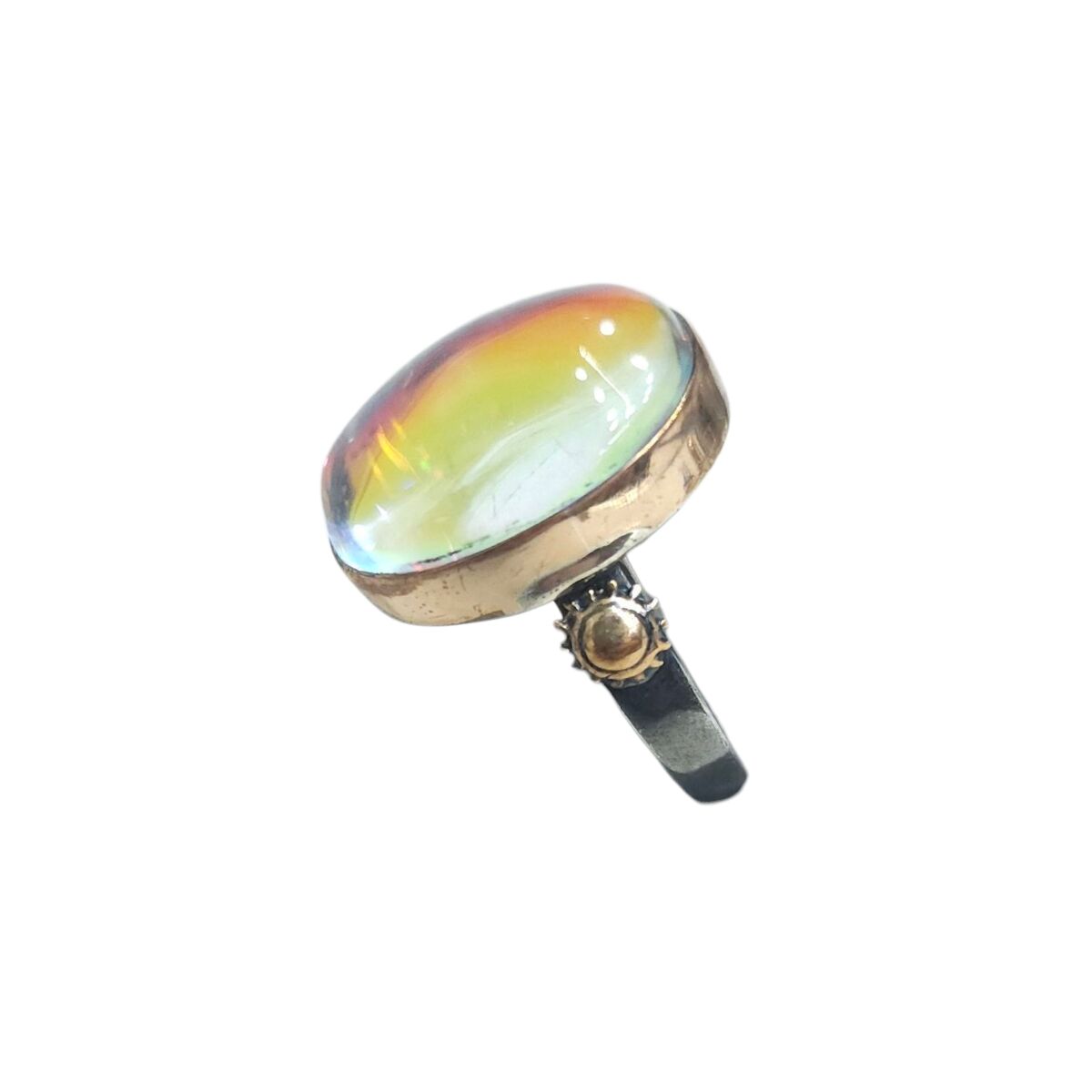 Mistik Topaz Oval Yan Detay Güneş Doğal Taş Yüzük