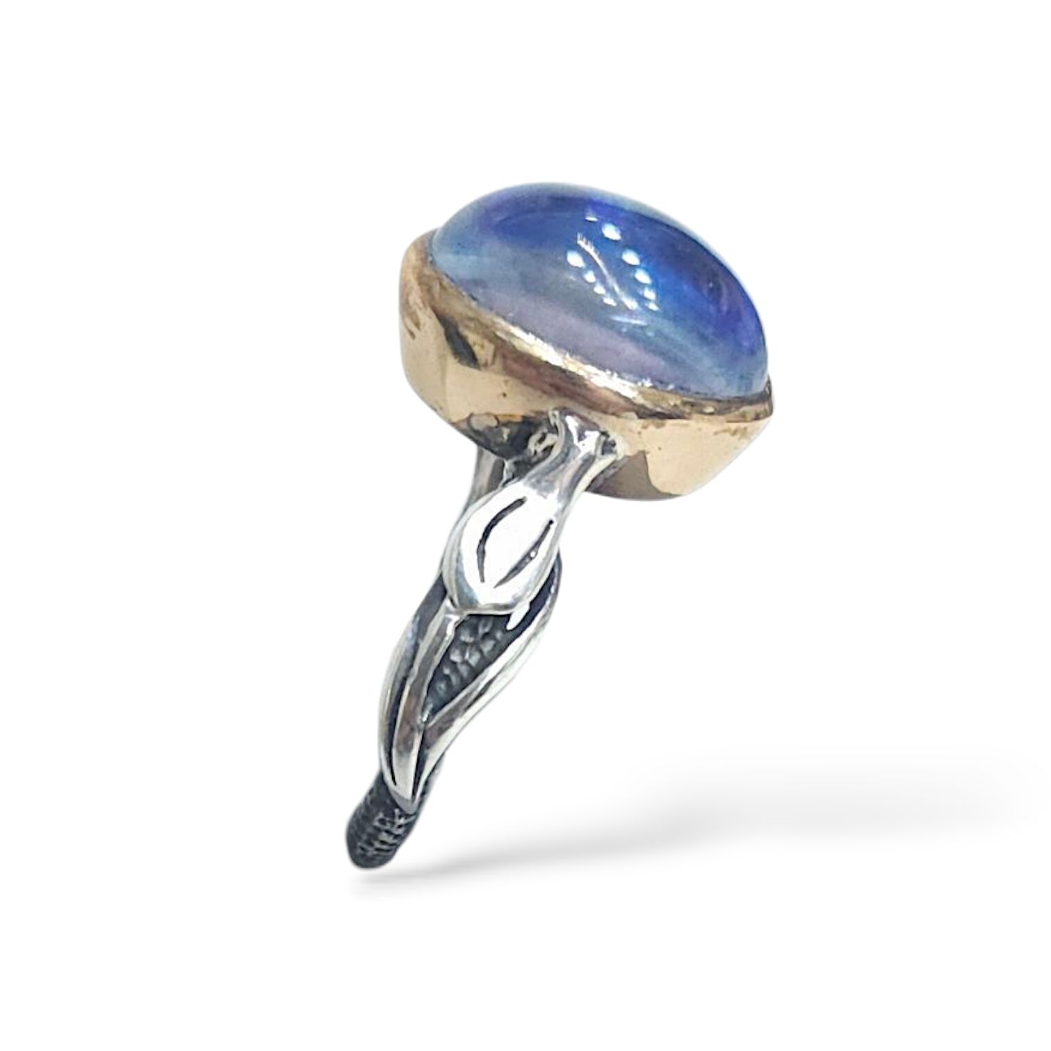 Mistik Topaz Oval Yan Detay Lale Doğal Taş Yüzük - 16 no