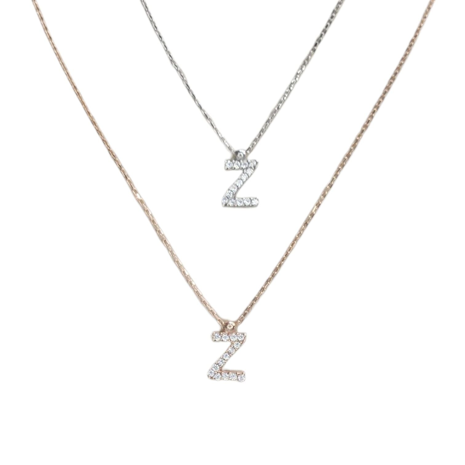 Z Harfi Taşlı Kadın Gümüş Kolye