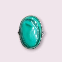 Malahit Taşı Oval Kesim Doğal Taş Yüzük- 15 no