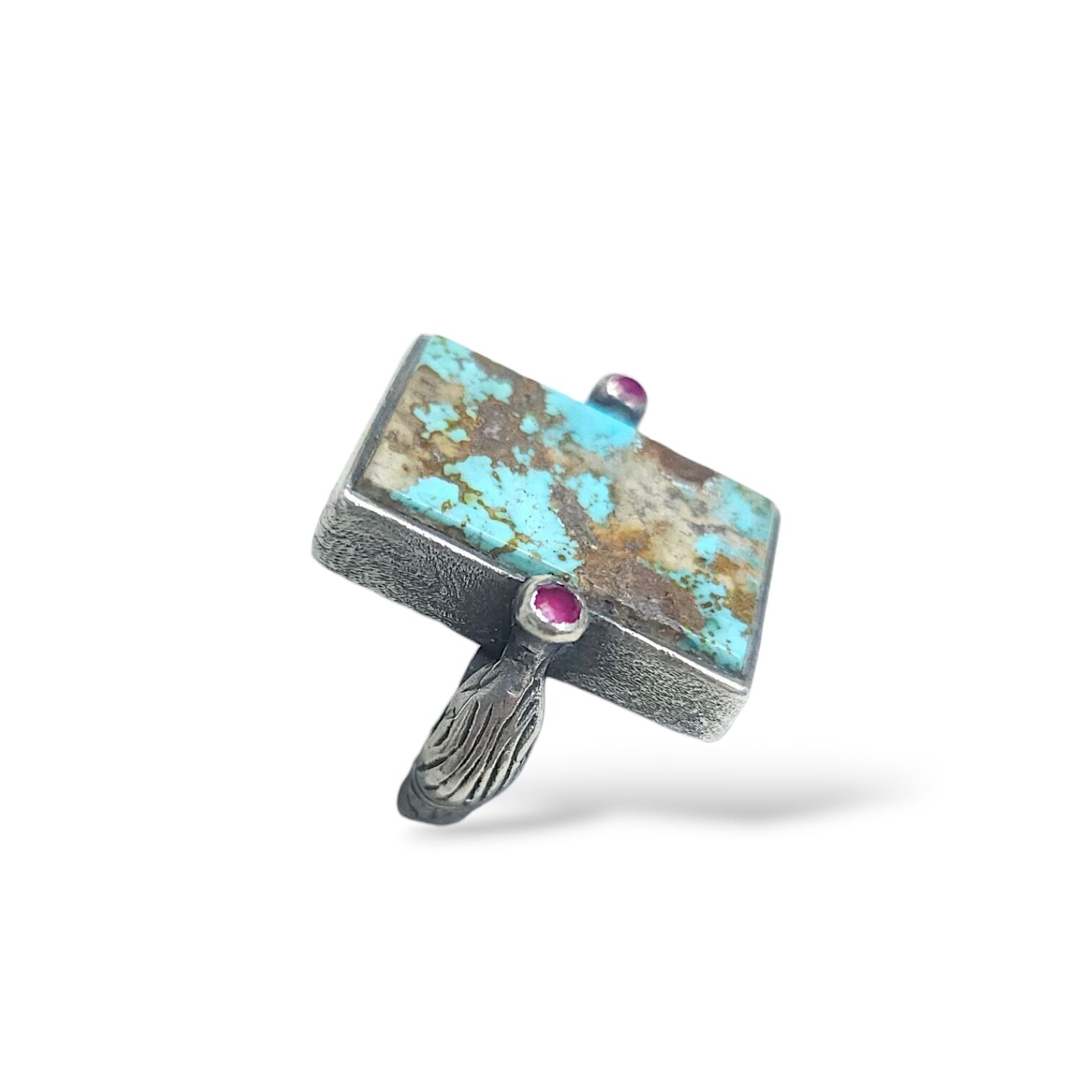 Firuze ve Yakut Taşlı Doğal Taş Yüzük