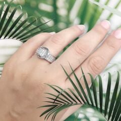 3 Sıra Taşlı Kemer Form Gümüş Yüzük