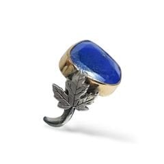 Lapis Yan Detay Yaprak Doğal Taş Yüzük