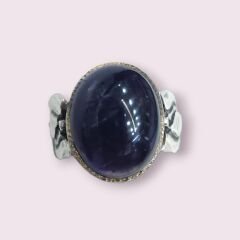 Safir Ay Taşı Yan Detay Lale Doğal Taş Gümüş Yüzük- 24 no