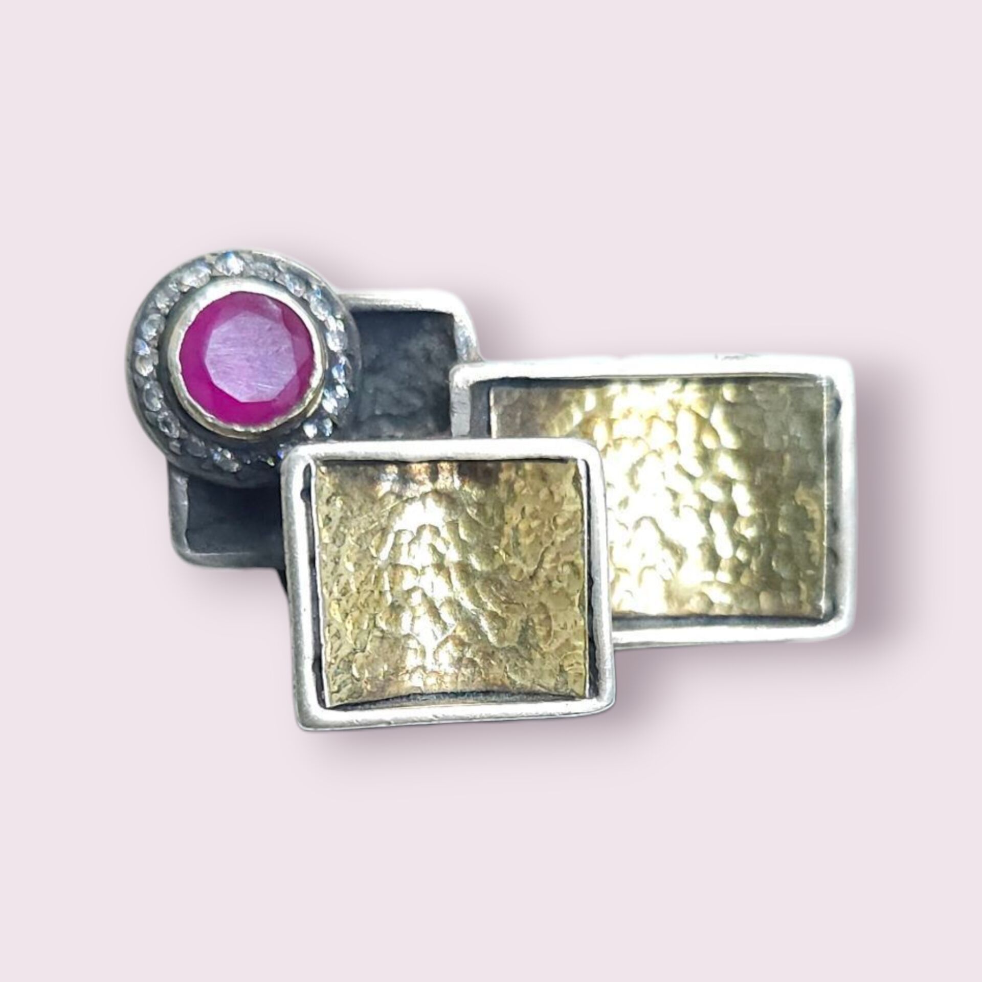 Yakut Otantik Tarz Doğal Taş Gümüş Yüzük - 18 no