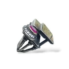 Yakut Otantik Tarz Doğal Taş Gümüş Yüzük