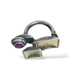 Yakut Otantik Tarz Doğal Taş Gümüş Yüzük - 18 no