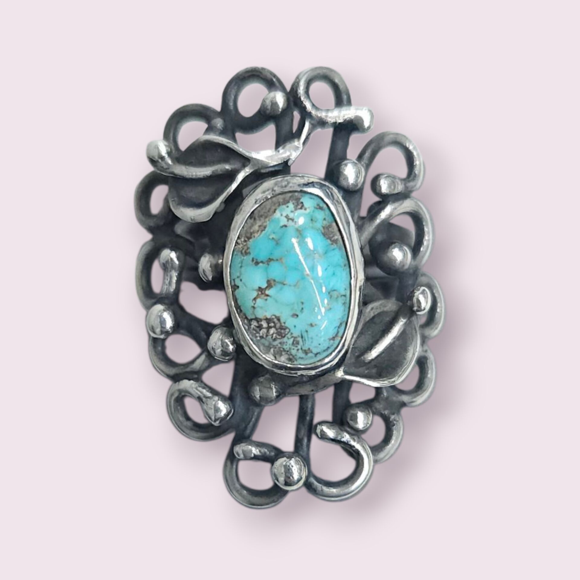 Firuze Otantik Tarz Doğal Taş Gümüş Yüzük - 13 no