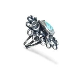 Firuze Otantik Tarz Doğal Taş Gümüş Yüzük - 13 no