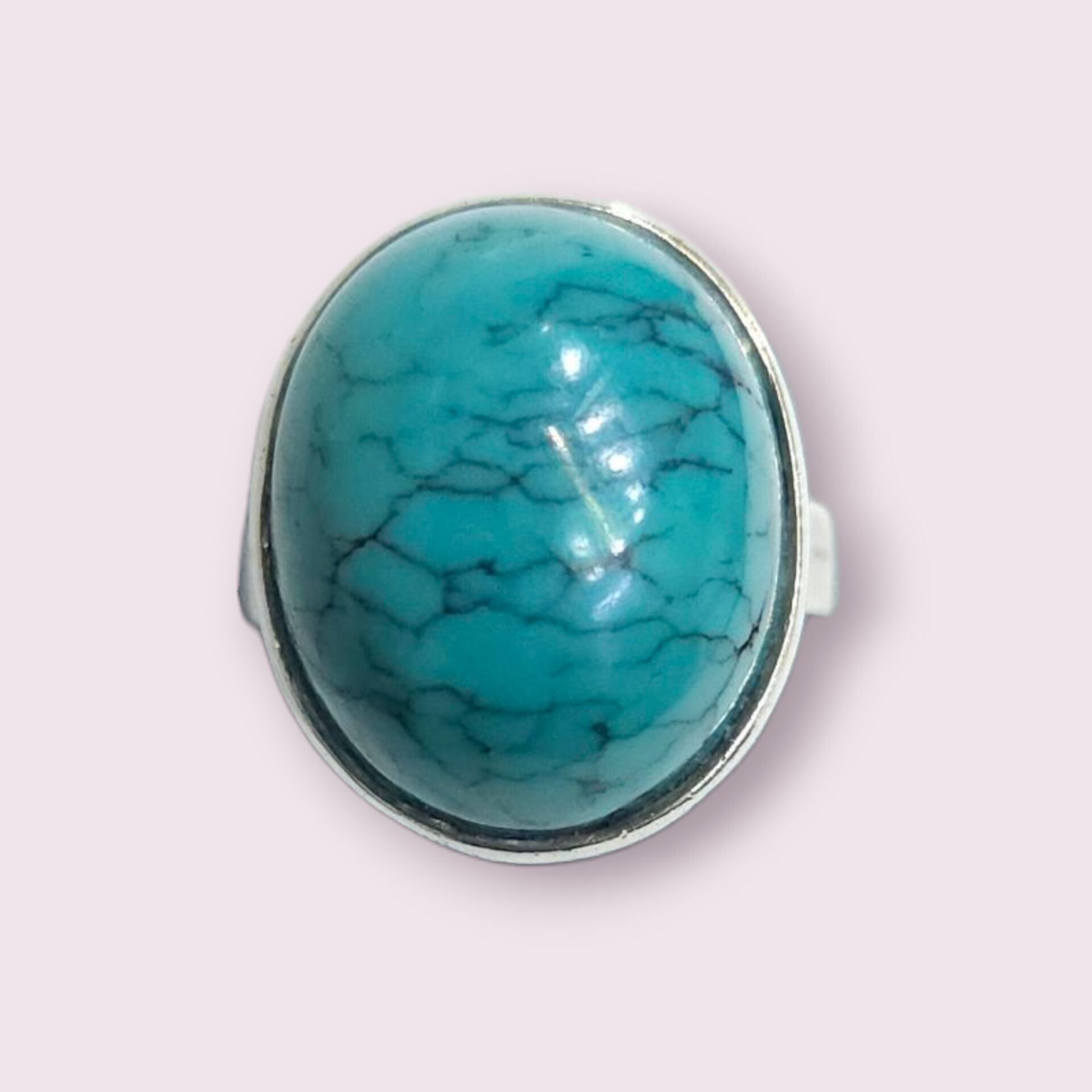 Firuze Oval Form Doğal Taş Gümüş Yüzük