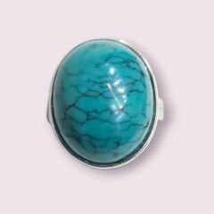 Firuze Oval Form Doğal Taş Gümüş Yüzük