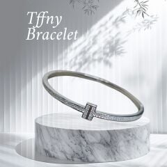 Tffny Model Taşlı Gümüş Kelepçe Bileklik