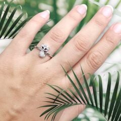 Taşlı Kedi Gümüş Yüzük