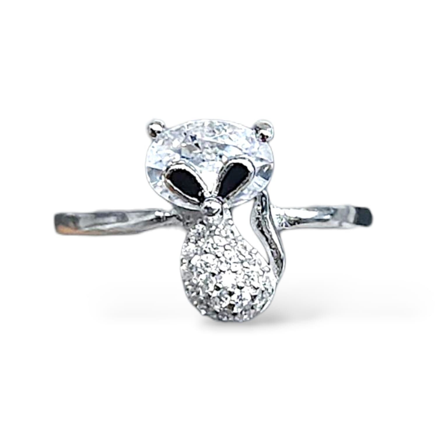 Taşlı Kedi Gümüş Yüzük