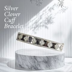 Yonca Model Lüks Gümüş Kelepçe Bileklik