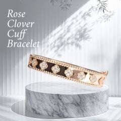 Yonca Model Lüks Rose Kaplama Gümüş Kelepçe Bileklik