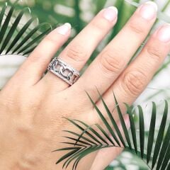 Zincir Model Taşlı Gümüş Yüzük