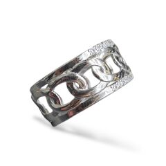 Zincir Model Taşlı Gümüş Yüzük