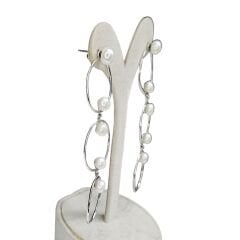 Modern Tarz Halka Gümüş İnci Küpe