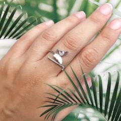 Kelebek Taşlı Gümüş Yüzük