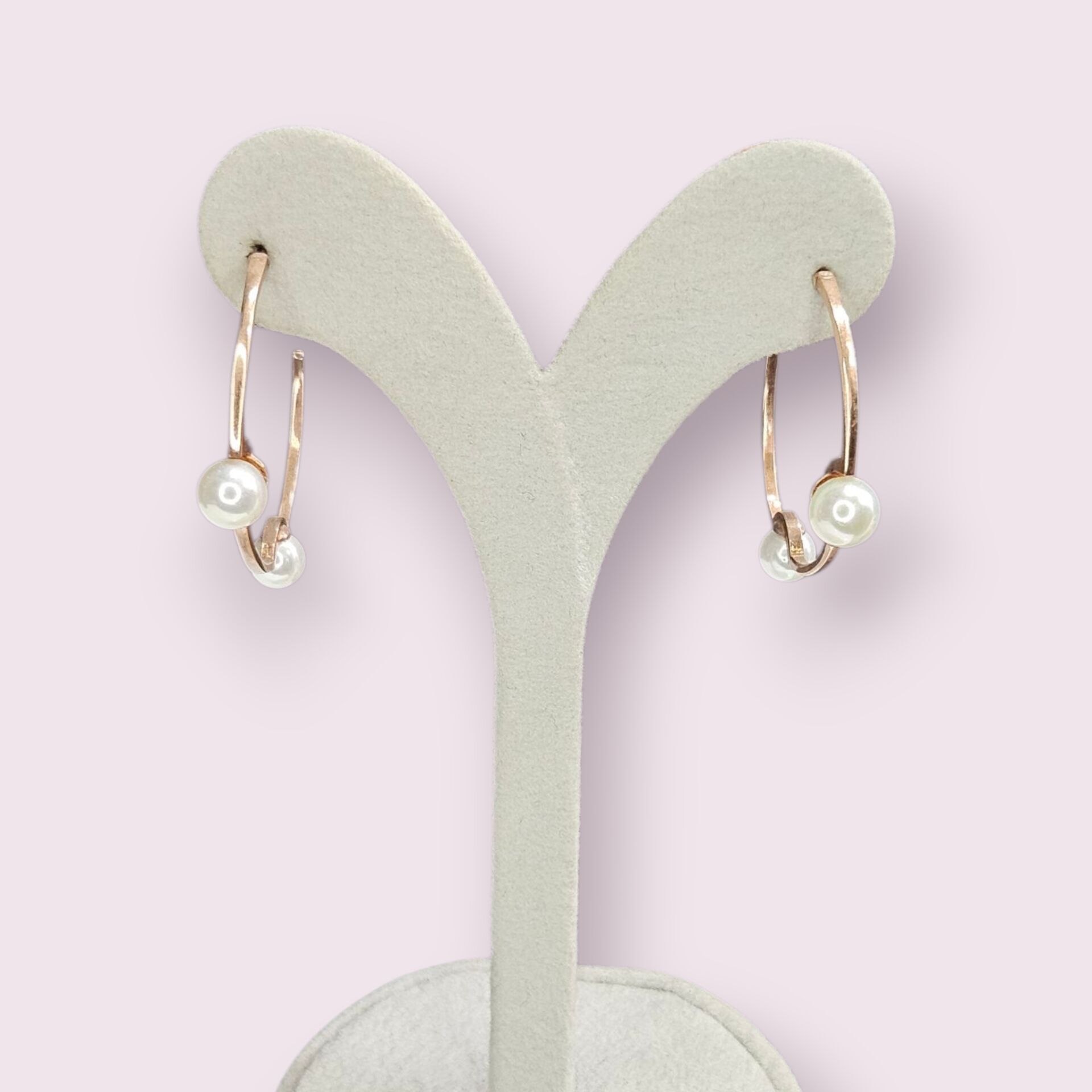 Halka Model Rose Kaplama Gümüş İnci Küpe