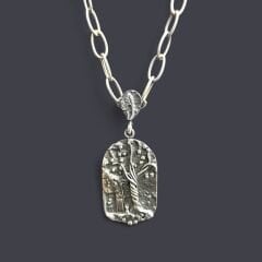 Ağaç Form Tasarım 60 cm Gümüş Ataç Zincirli Kolye