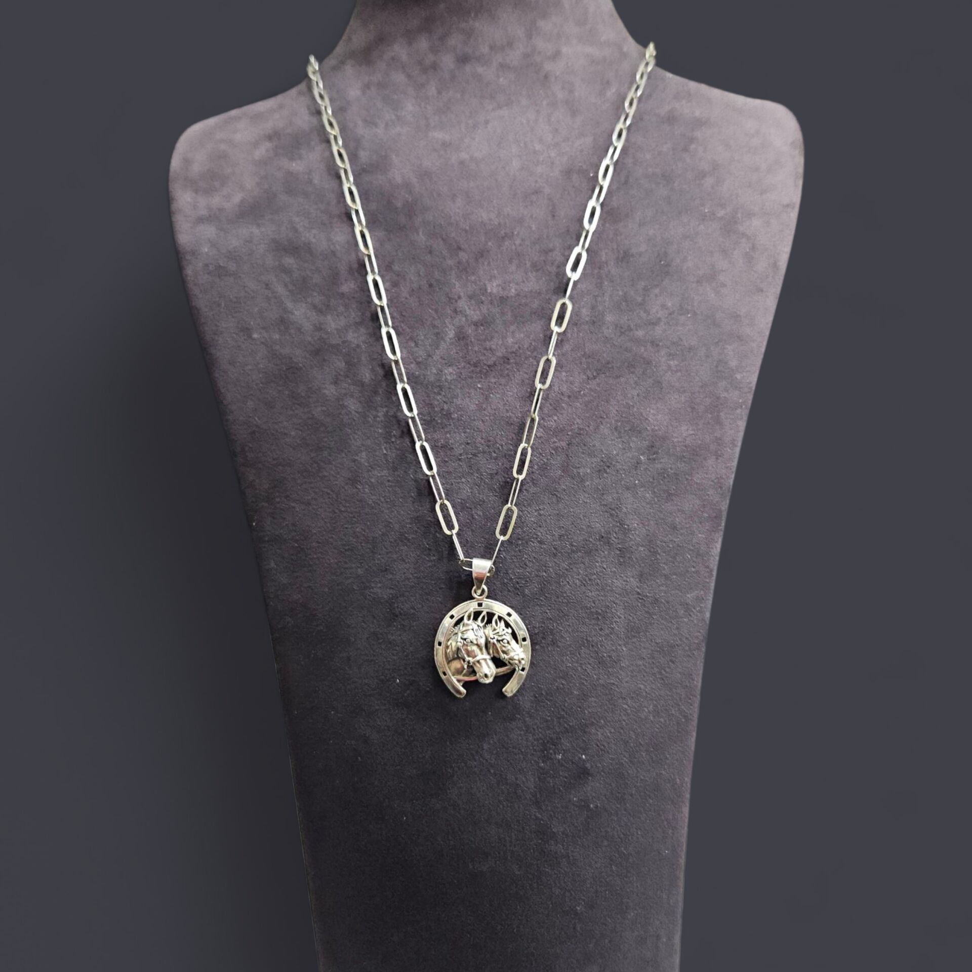 At ve Nal Kolye Uçlu 60 cm Gümüş Ataç Zincirli Kolye