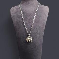 At ve Nal Kolye Uçlu 60 cm Gümüş Ataç Zincirli Kolye