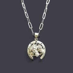 At ve Nal Kolye Uçlu 60 cm Gümüş Ataç Zincirli Kolye