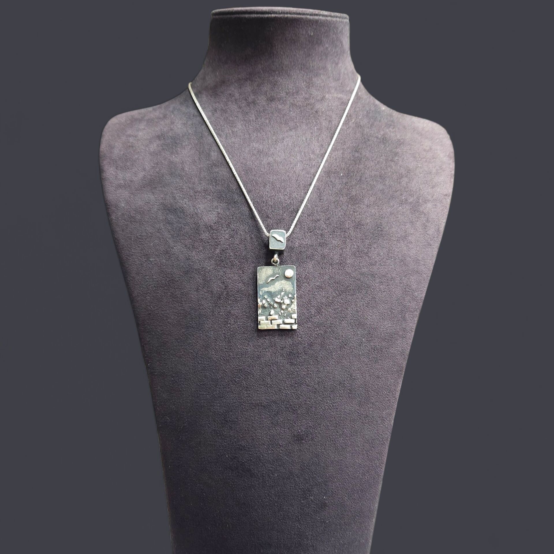 Tasarım Plaka 50 cm Gümüş Kolye