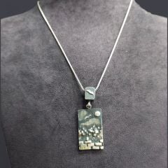 Tasarım Plaka 50 cm Gümüş Kolye