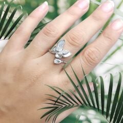 Kelebek Taşlı Gümüş Yüzük