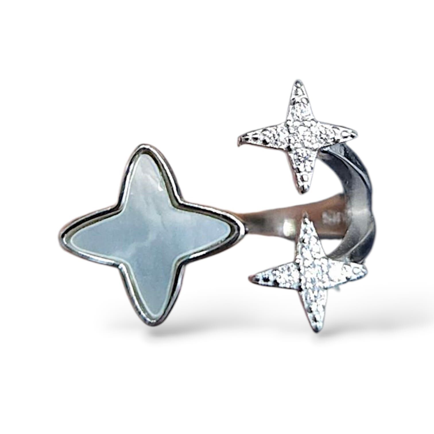 Sedef taşlı Ayarlanabilir Gümüş Yüzük