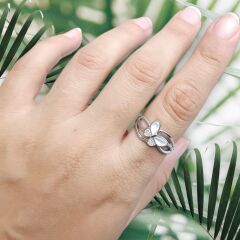 Sedef taşlı Kelebek model gümüş Yüzük