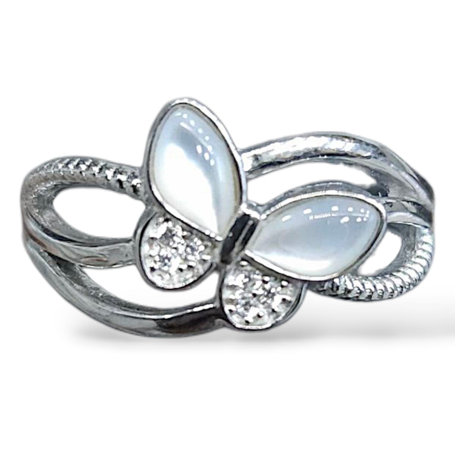 Sedef taşlı Kelebek model gümüş Yüzük