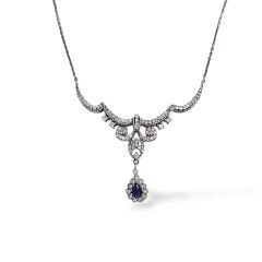 Safir Taşlı Gümüş Abiye Model Kolye