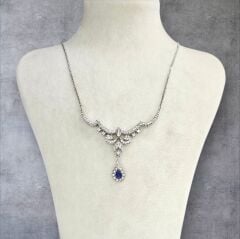 Safir Taşlı Gümüş Abiye Model Kolye