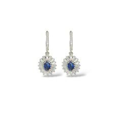 Safir Renk Pırlanta İşçiliğinde Kolye, Küpe, Yüzük Gümüş Set