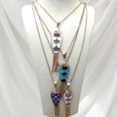 Rose Kaplama Balık Model Gümüş Kolye-46 cm