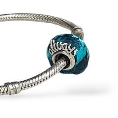 Mavi Murano Camı Gümüş Charm