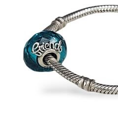 Mavi Murano Camı Gümüş Charm