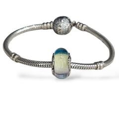 Renkli Murano Camı Gümüş Charm