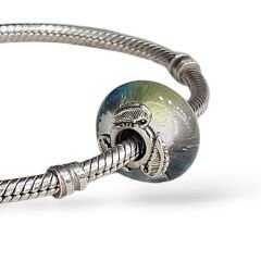 Renkli Murano Camı Gümüş Charm