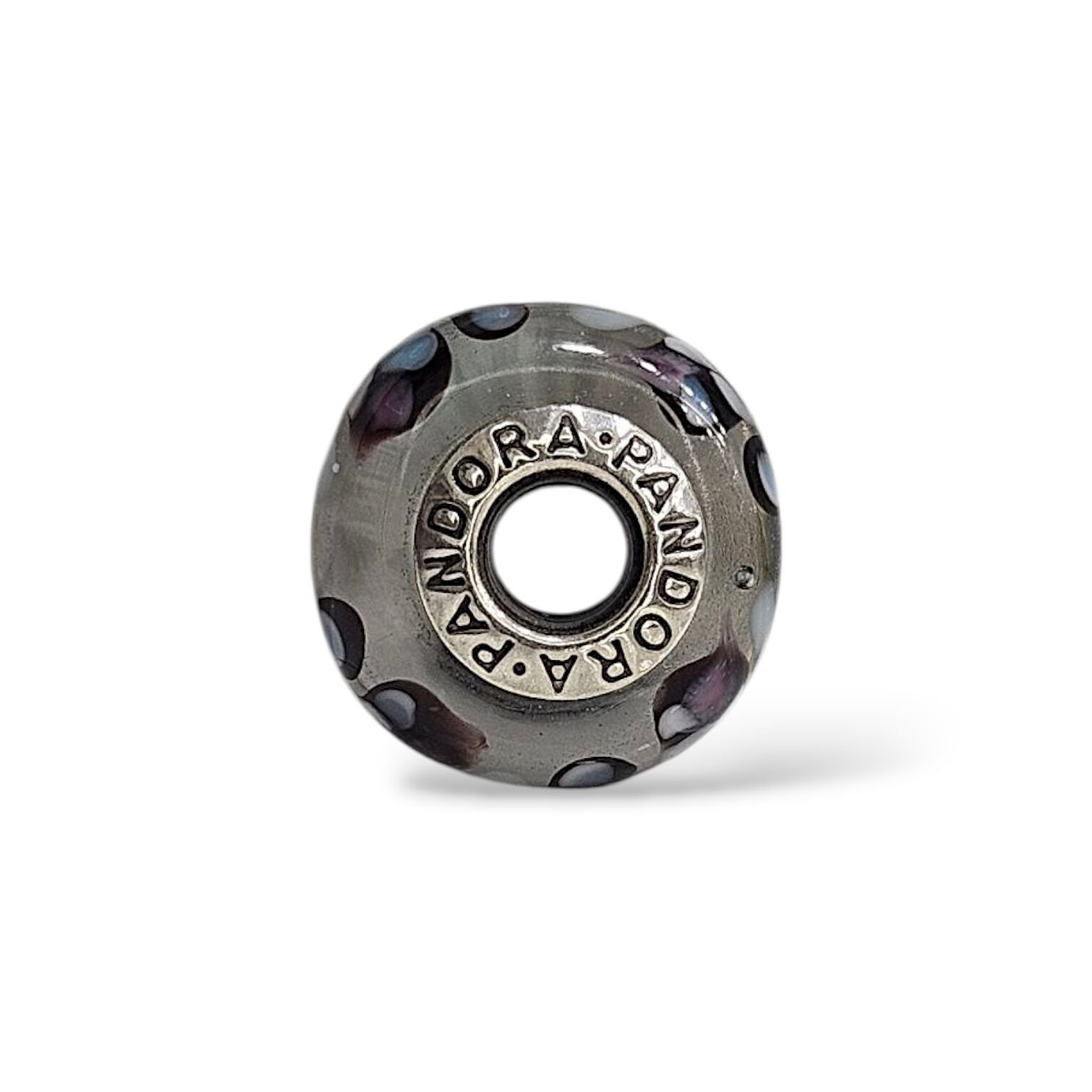 Kelebek Desen Murano Cam Gümüş Charm