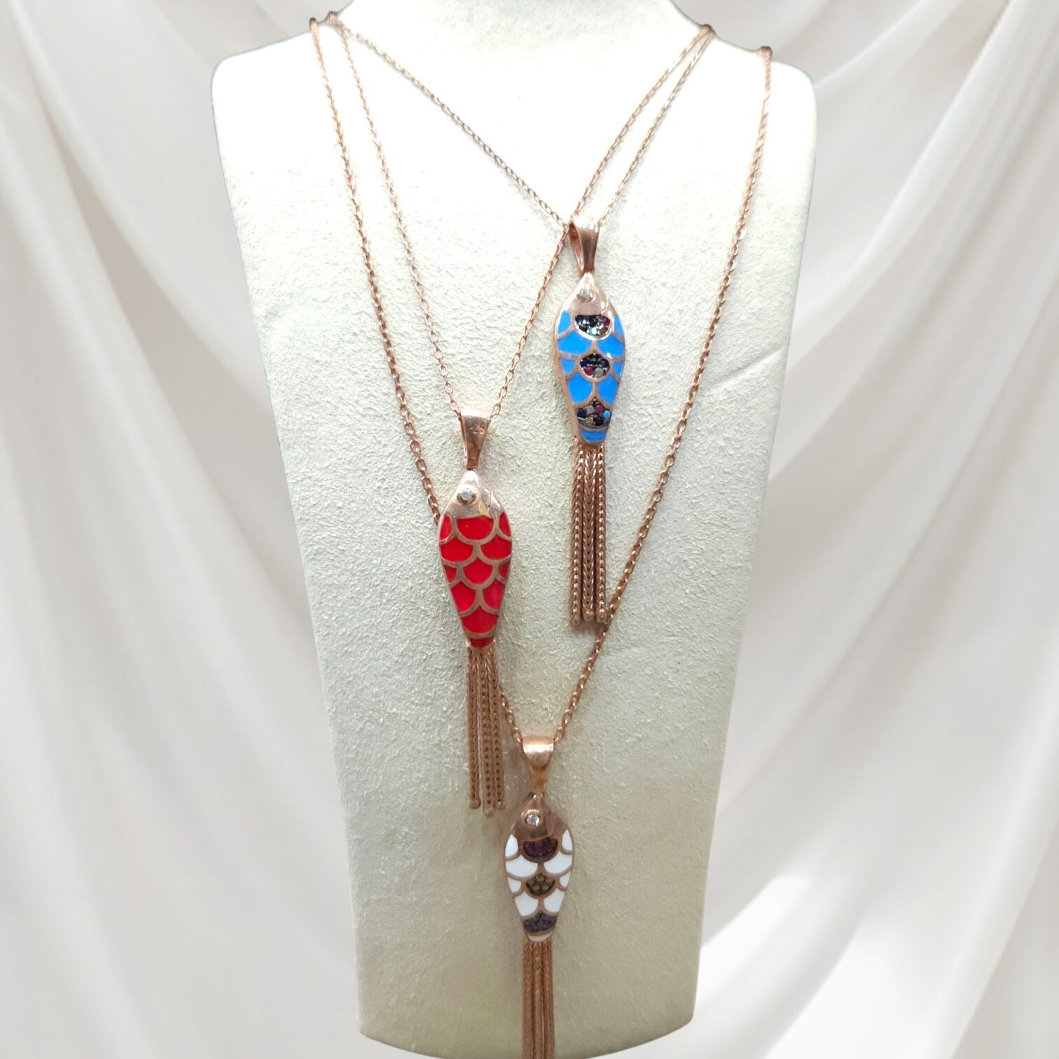 Rose Kaplama Balık Model Gümüş Kolye